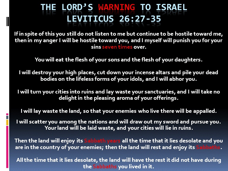 The Lord God's warning to Israel, Lev 26: