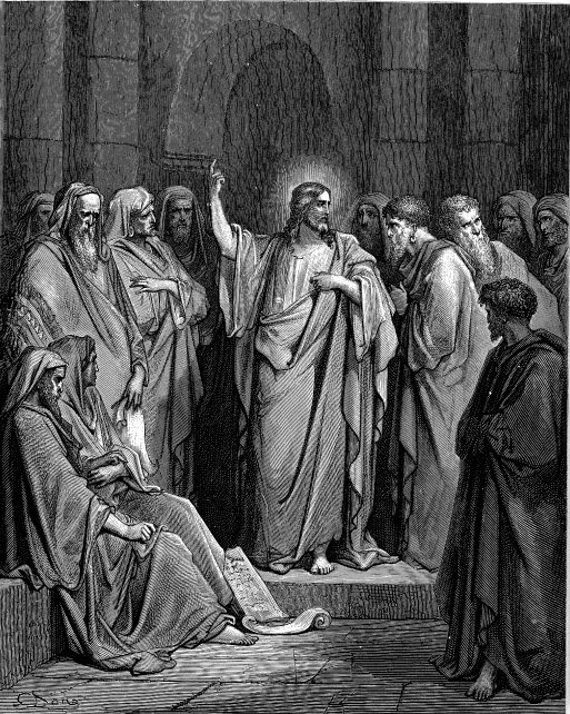 Jesus teaching in the synagogue