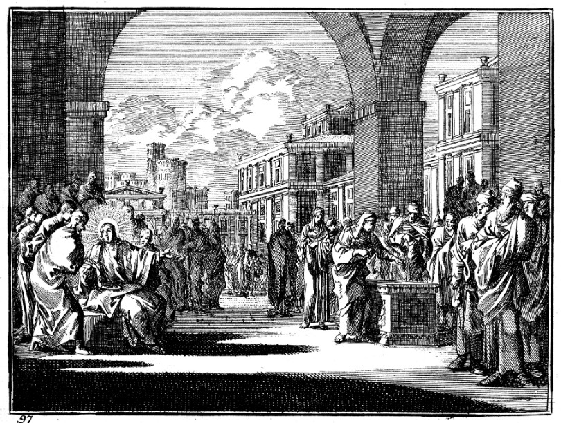 Jesus Sits Across from the Collection Box