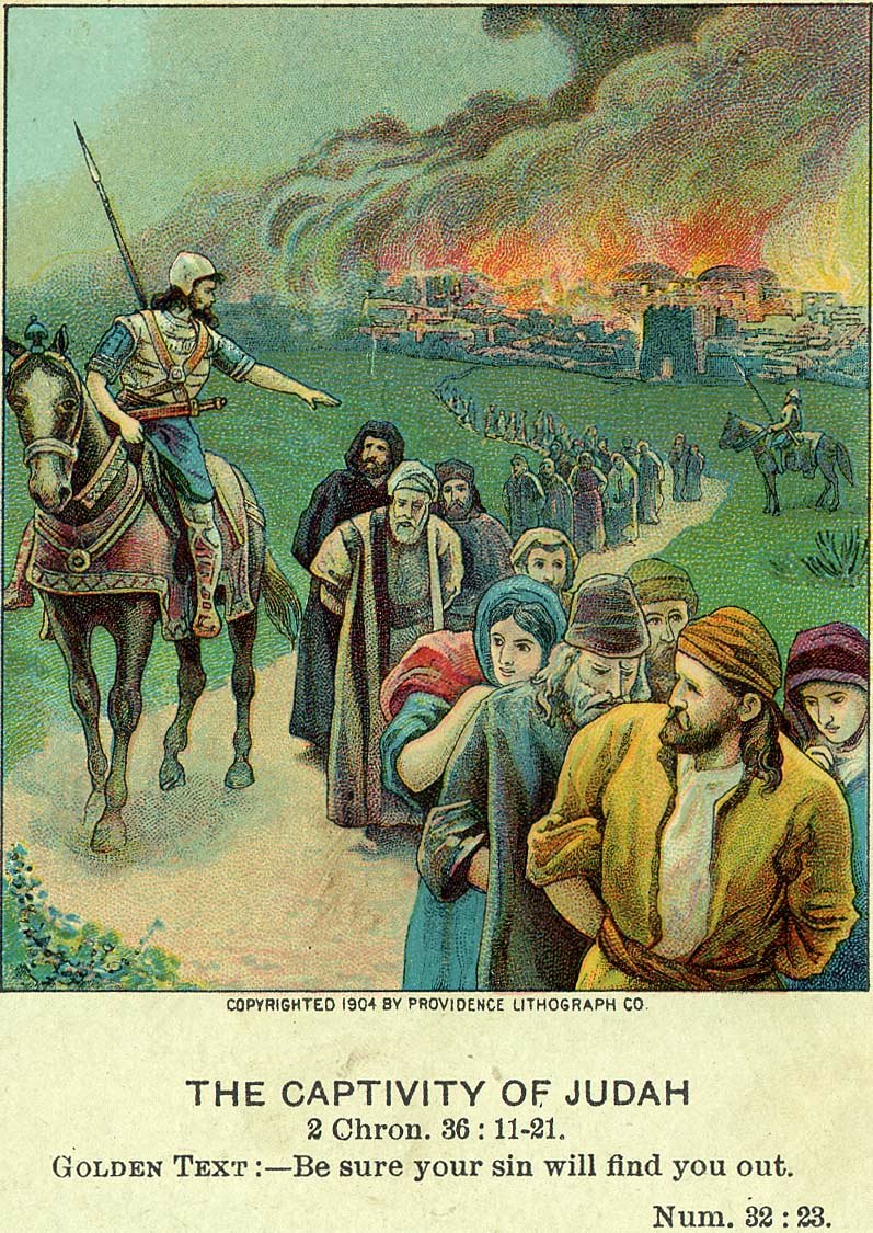 Judah Taken into Captivity as Jerusalem Burns
