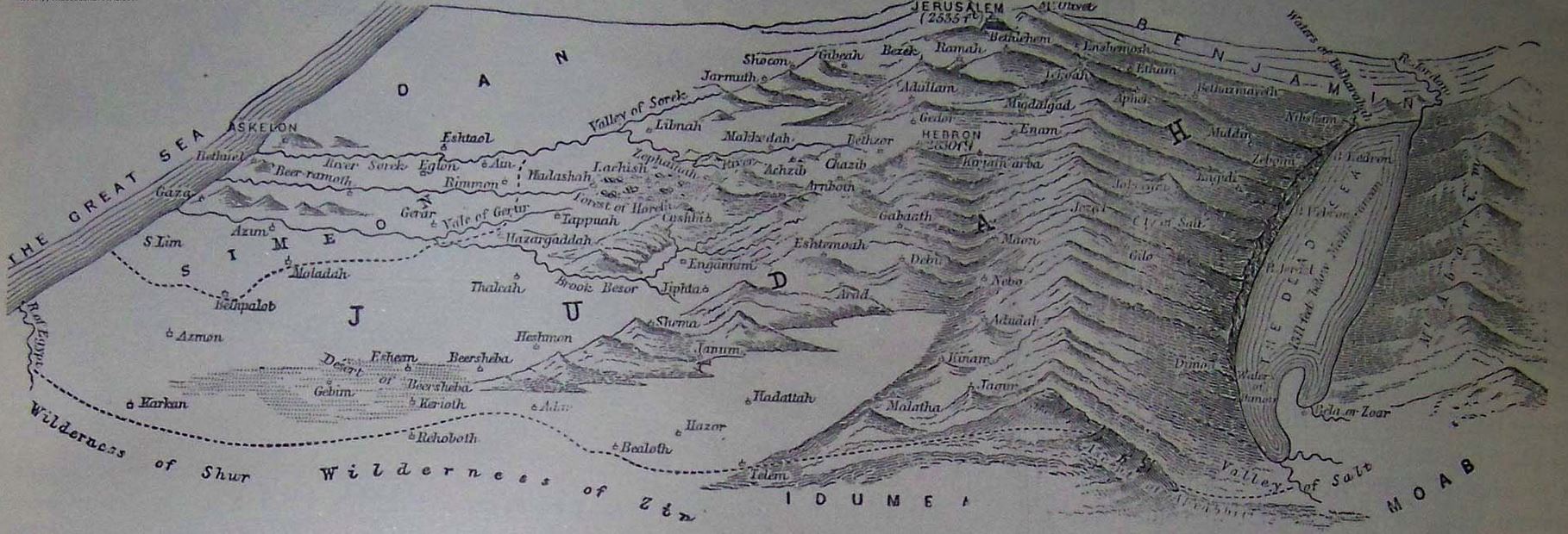 Panoramic plan of the tribes of Judah and Simeon